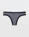 Ropa interior tanga de algodón superchill con encaje - Azul 5442_8690_410_f