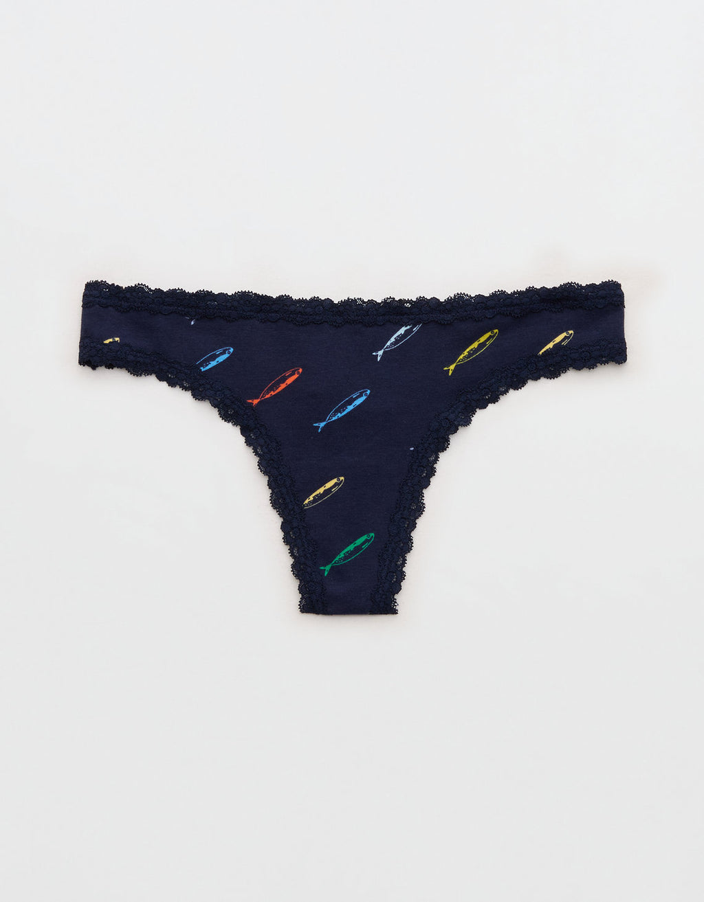 Ropa interior tanga de algodón superchill con encaje - Azul 5442_8691_410_f