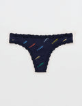 Ropa interior tanga de algodón superchill con encaje - Azul 5442_8691_410_f