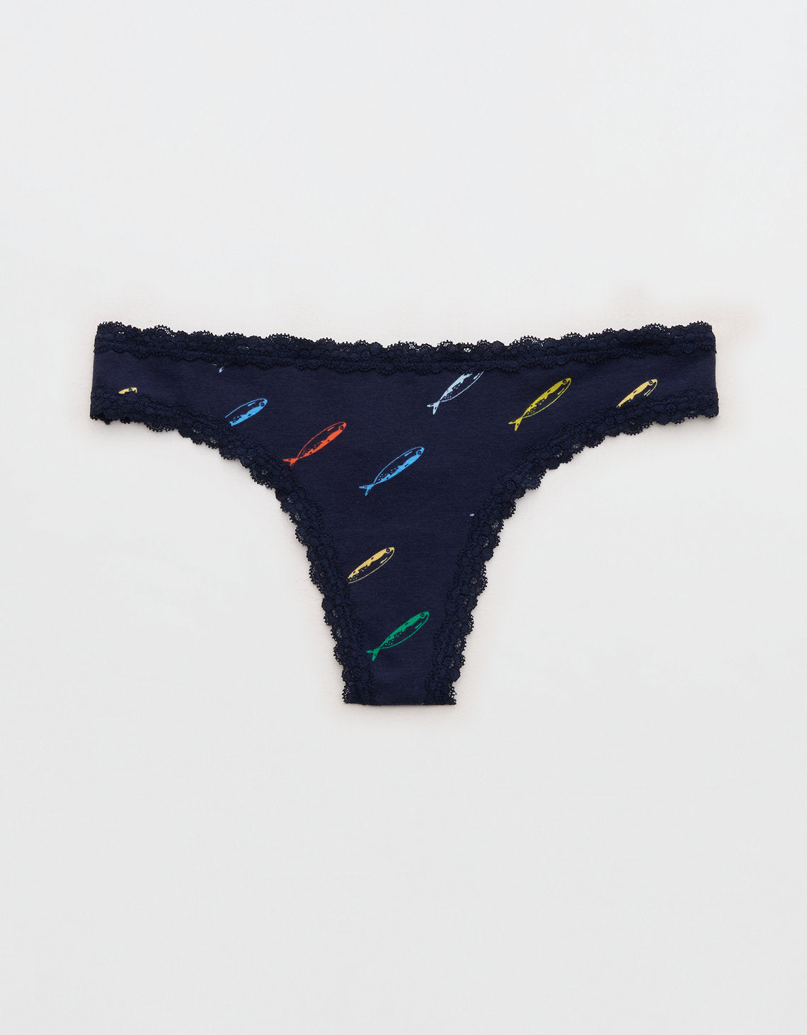 Ropa interior tanga de algodón superchill con encaje - Azul 5442_8691_410_f