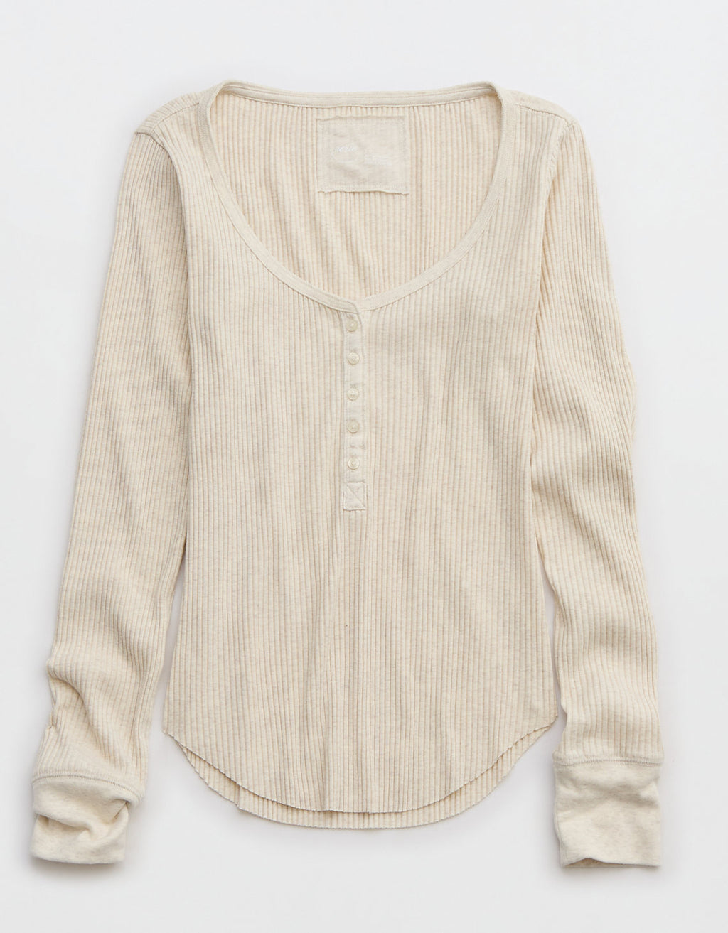 Camiseta cuello Henley manga larga Mujer Aerie - Blanco 5493_3512_062_f