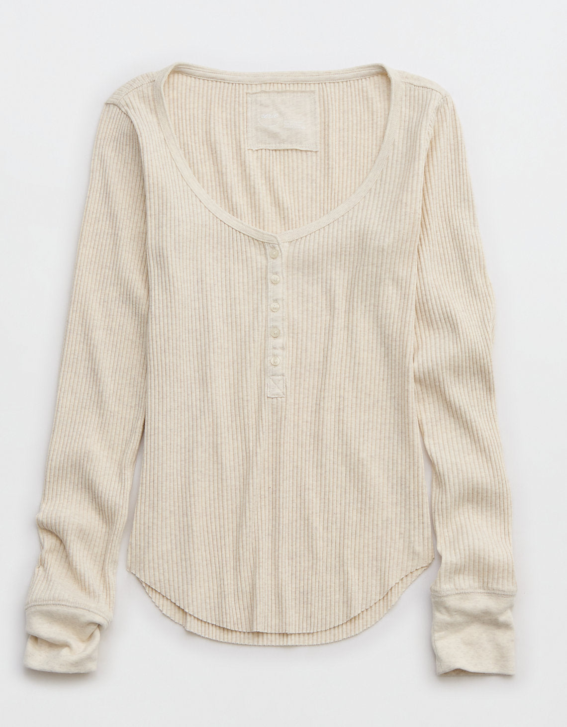 Camiseta cuello Henley manga larga Mujer Aerie - Blanco 5493_3512_062_f