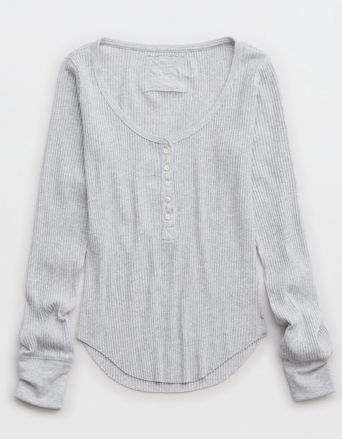 Camiseta cuello Henley manga larga Mujer Aerie - Gris 5493_3512_092_f