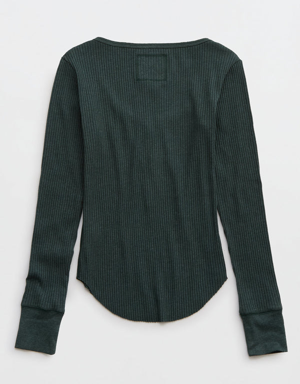 Camiseta cuello Henley manga larga Mujer Aerie - Generico