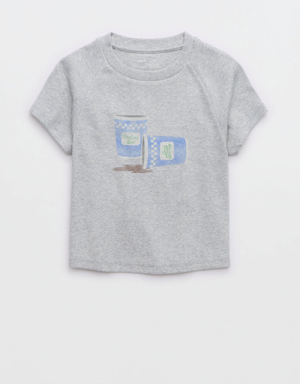 Camiseta Aerie con detalle en frente - Gris 5496_3175_012_f