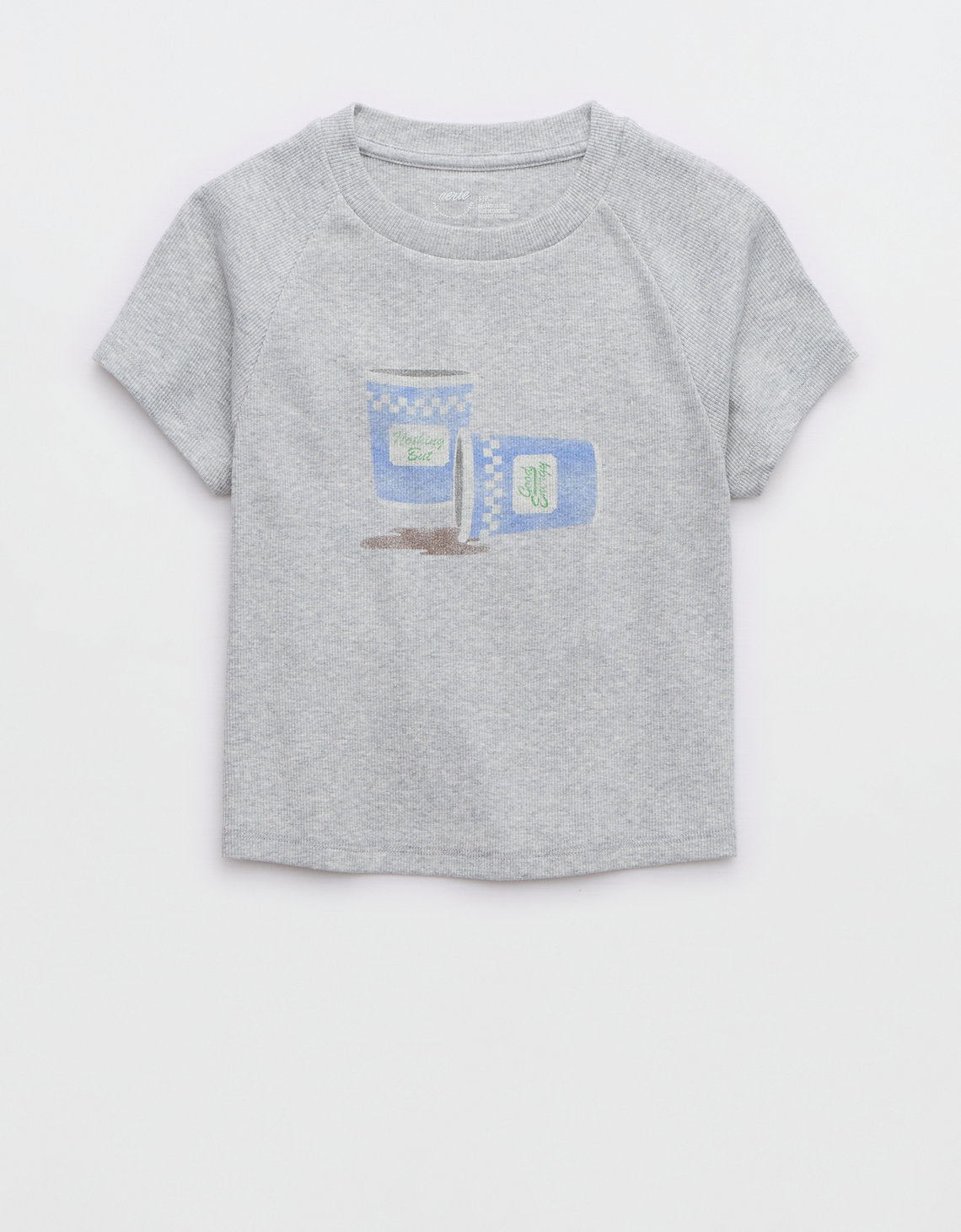 Camiseta Aerie con detalle en frente - Gris 5496_3175_012_f