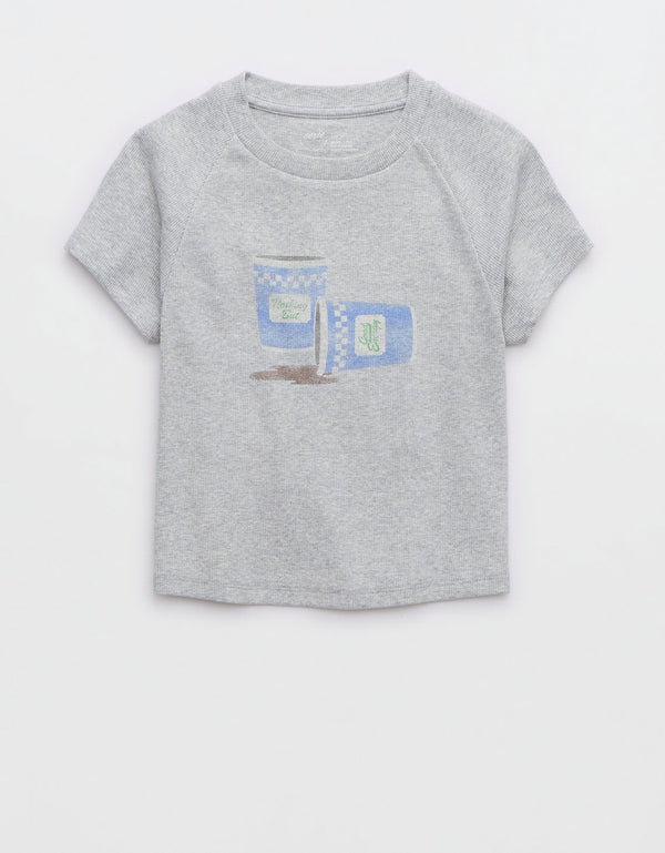 Camiseta Aerie con detalle en frente - Gris