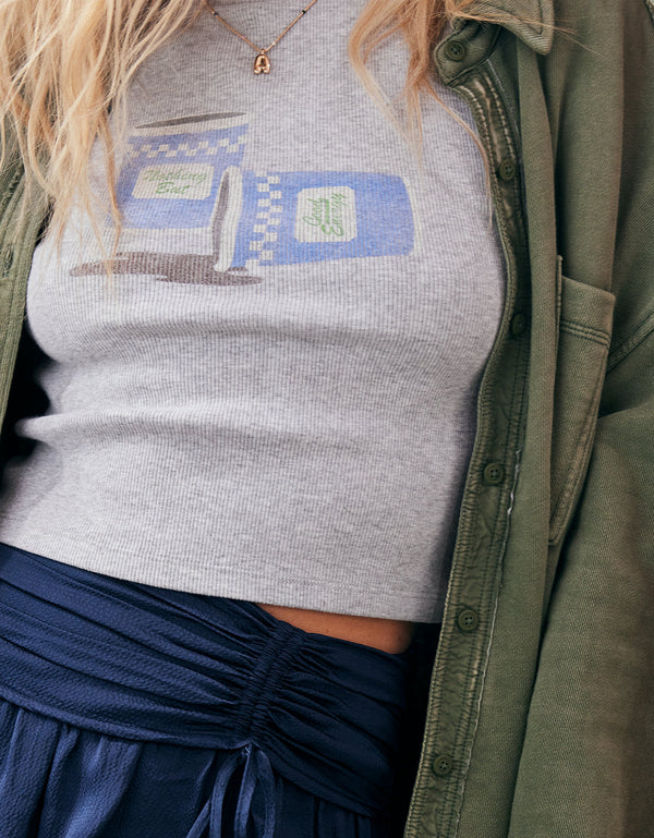 Camiseta Aerie con detalle en frente - Gris