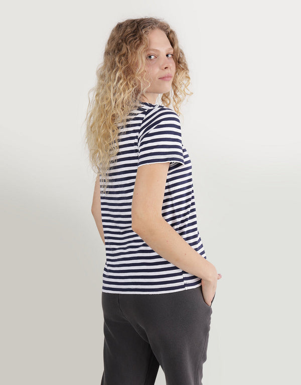Camiseta Aerie de rayas manga corta para mujer - Azul