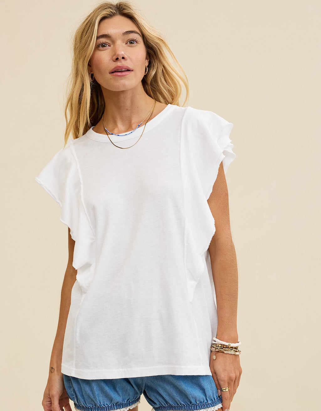Camiseta con Mangas Onduladas Aerie - Blanco 5496_3805_100_os