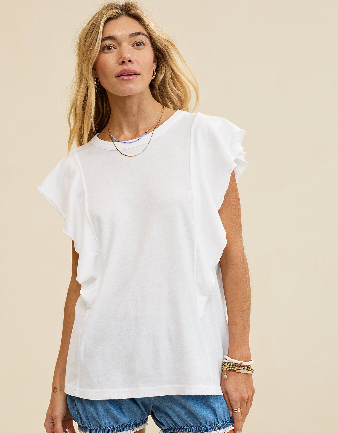 Camiseta con Mangas Onduladas Aerie - Blanco 5496_3805_100_os