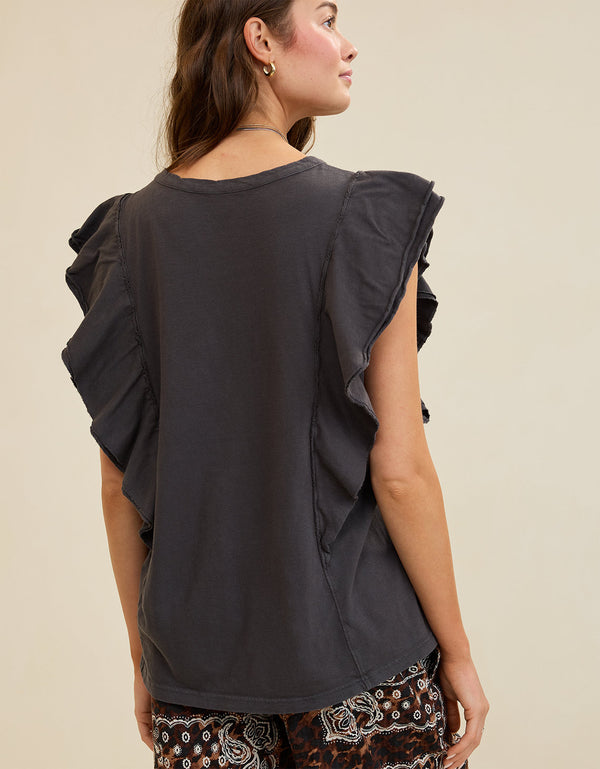 Camiseta con Mangas Onduladas Aerie - Gris