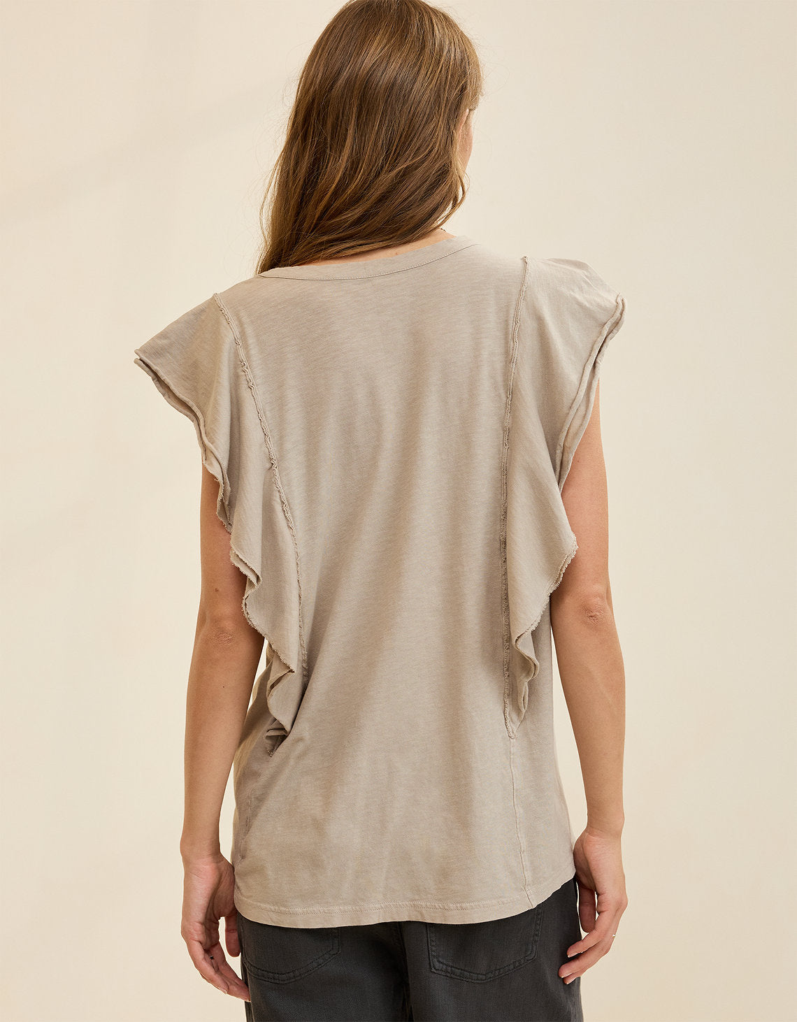 Camiseta con Mangas Onduladas Aerie - Gris 5496_3895_021_ob