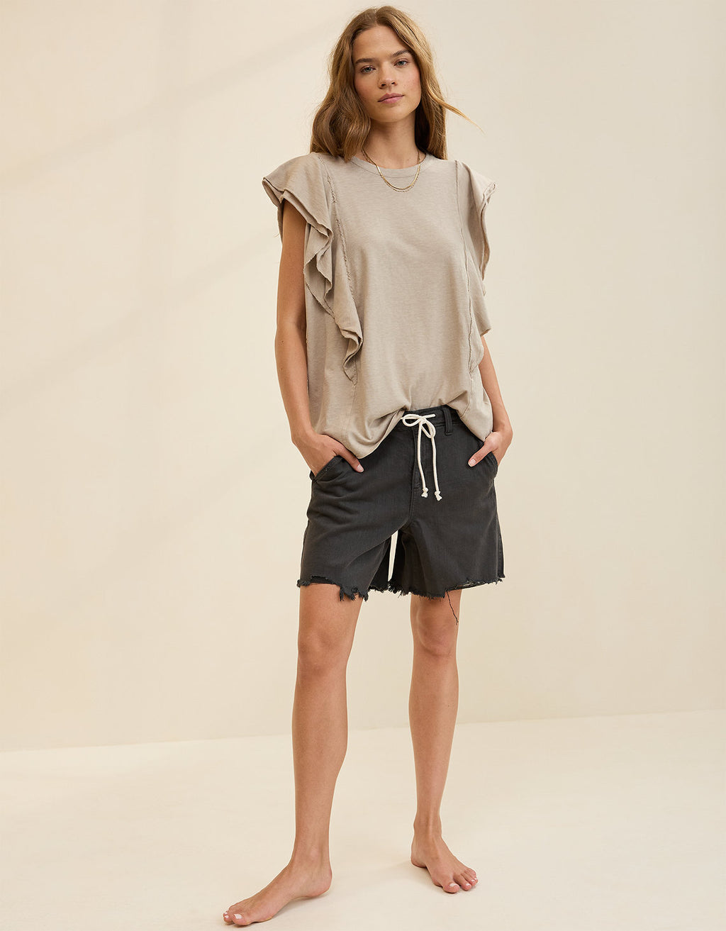 Camiseta con Mangas Onduladas Aerie - Gris 5496_3895_021_os