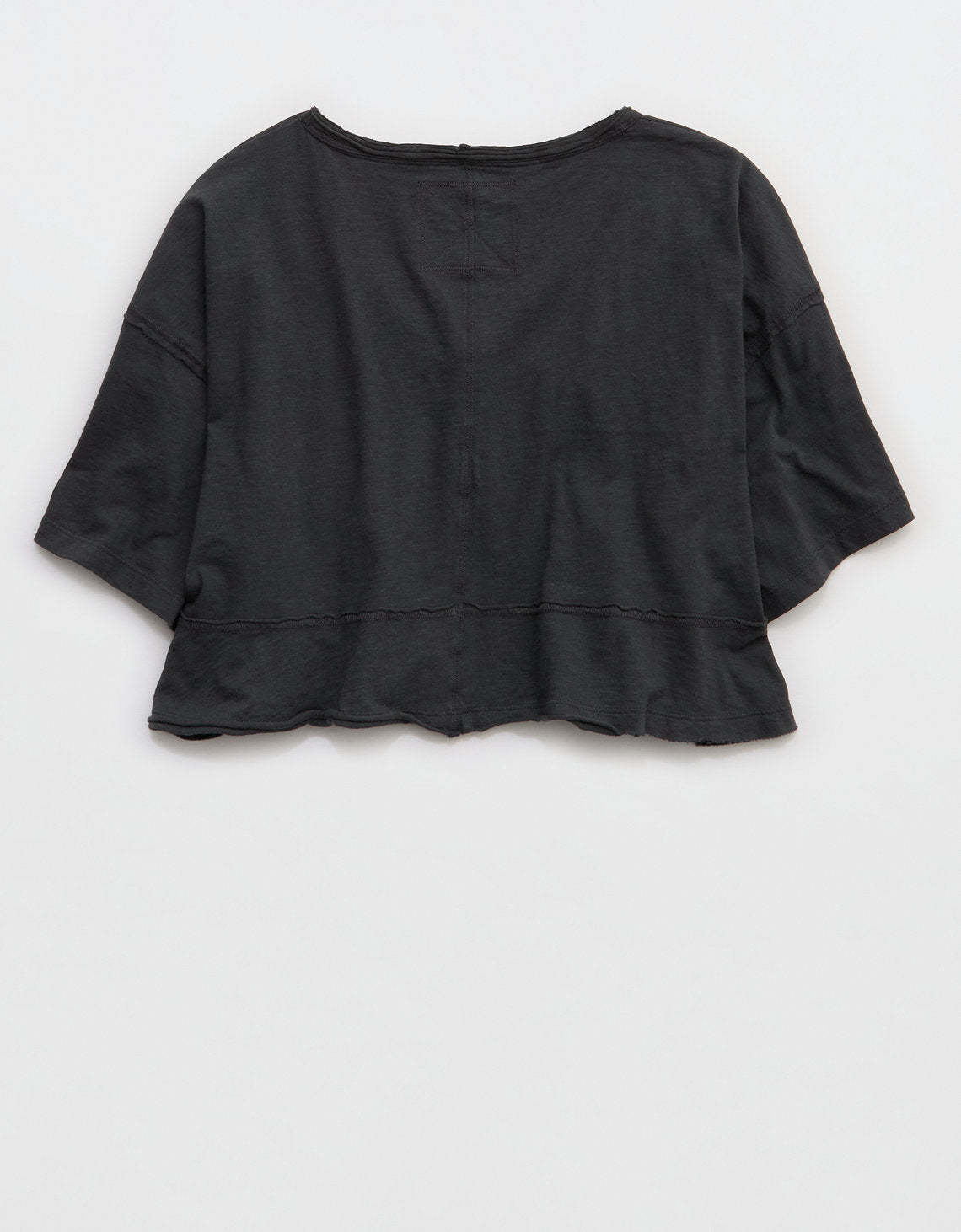 Aerie Cropped Camiseta de Cuello en V más Feliz - Gris 5496_4181_005_b