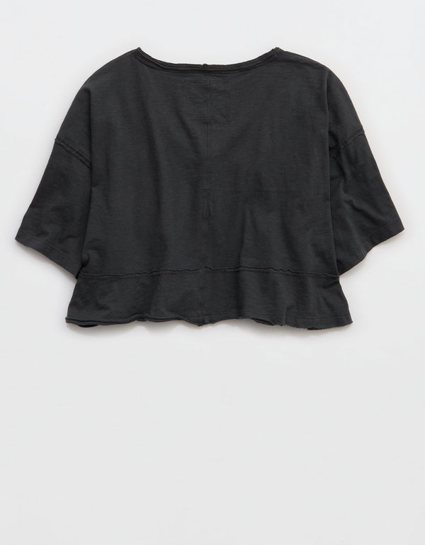 Aerie Cropped Camiseta de Cuello en V más Feliz - Gris