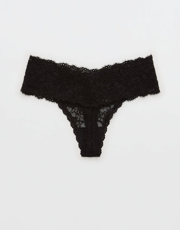 Undie Aerie con encaje tipo tanga - Negro