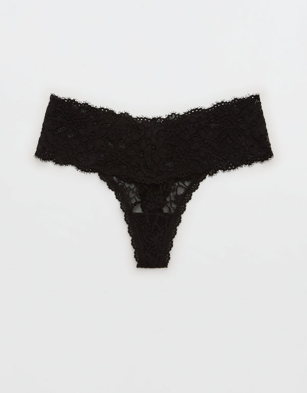 Undie Aerie con encaje tipo tanga - Negro