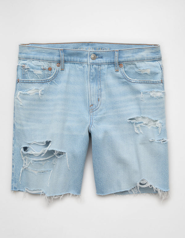 AE Strigid Denim Bermuda Short de 8 con Rasgados - Generico