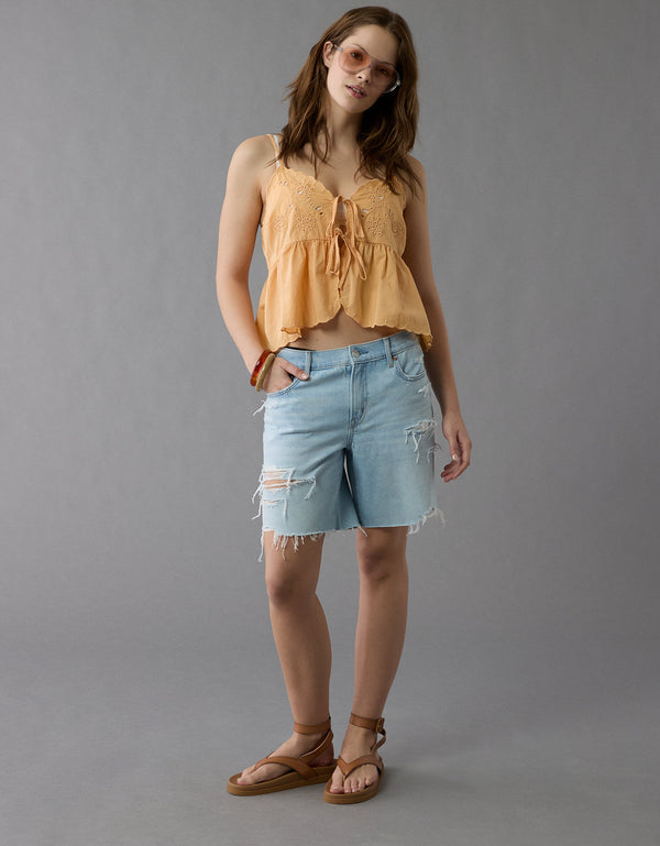AE Strigid Denim Bermuda Short de 8 con Rasgados - Generico