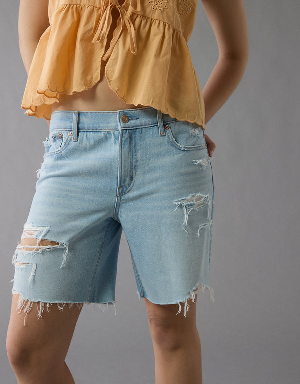 AE Strigid Denim Bermuda Short de 8 con Rasgados - Generico