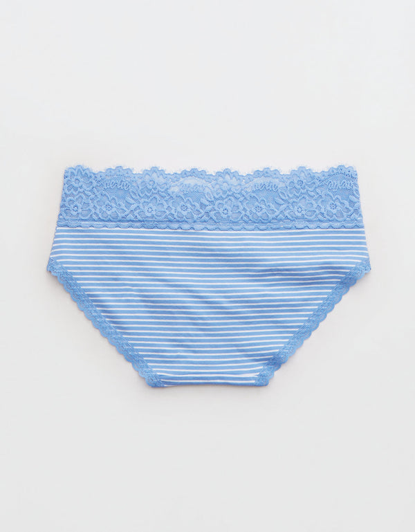 Undies Aerie en algodón con encaje deshilado - Azul