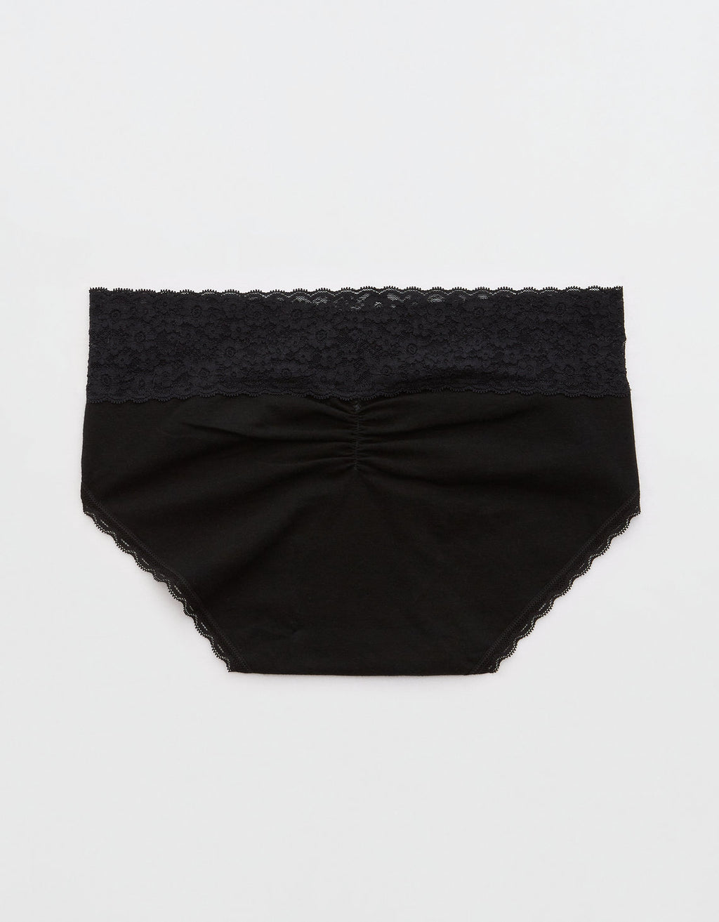 Panty Boyshort Algodón con Encaje Vintage Superchill de Aerie - Negro 6443_6997_073_b