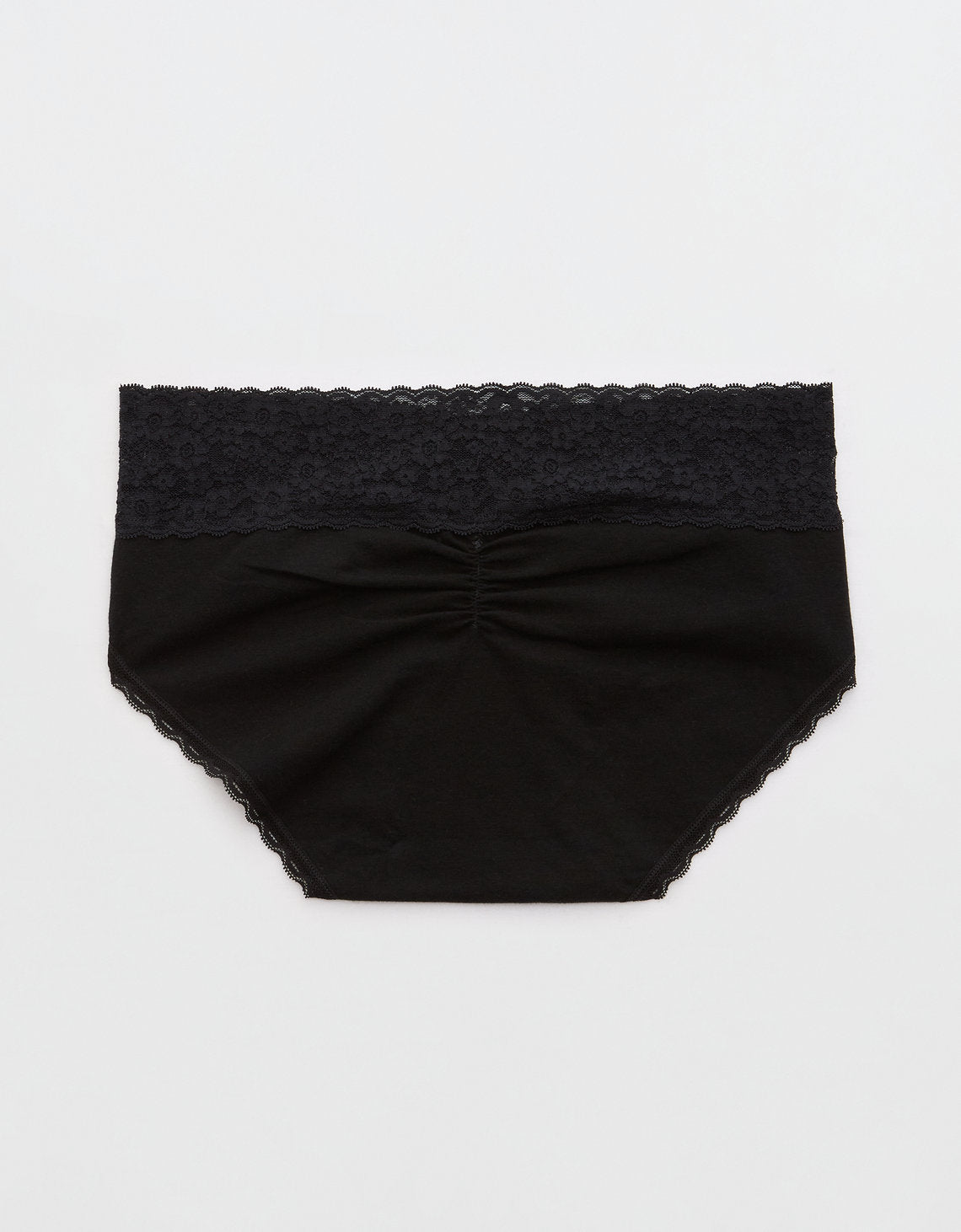 Panty Boyshort Algodón con Encaje Vintage Superchill de Aerie - Negro 6443_6997_073_b