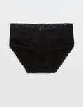 Panty Boyshort Algodón con Encaje Vintage Superchill de Aerie - Negro 6443_6997_073_f