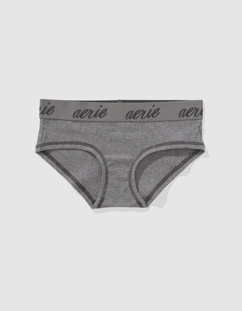 Panty Boybrief en Algodón Canalé con Logo Superchill de Aerie - Gris 6443_8210_030_f