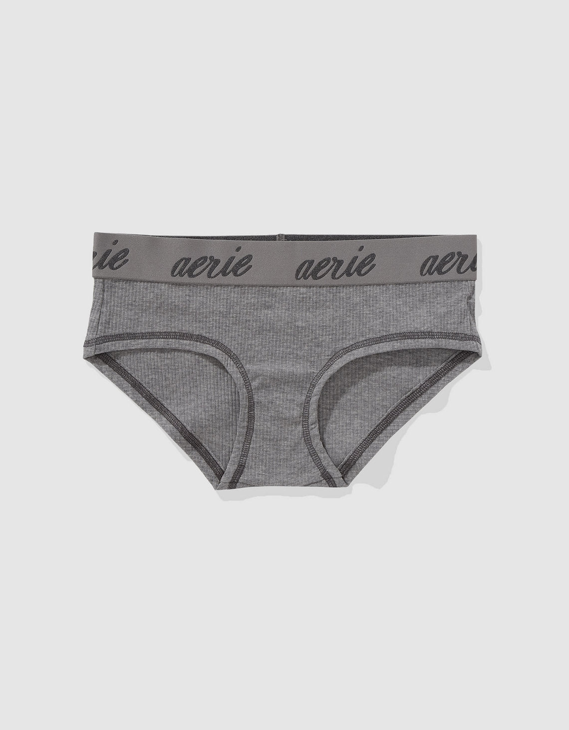Panty Boybrief en Algodón Canalé con Logo Superchill de Aerie - Gris 6443_8210_030_f