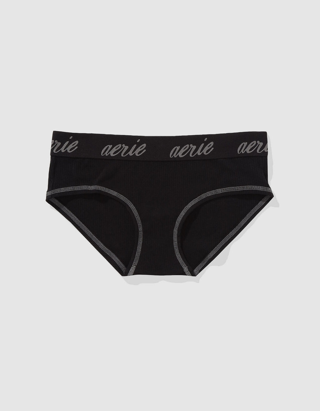 Panty Boybrief en Algodón Canalé con Logo Superchill de Aerie - Negro 6443_8210_073_f