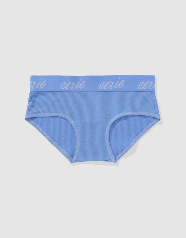 Panty Boybrief en Algodón Canalé con Logo Superchill de Aerie - Azul