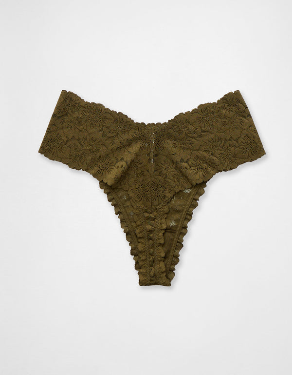 Thong Show Off Rosey en encaje By Aerie - Verde