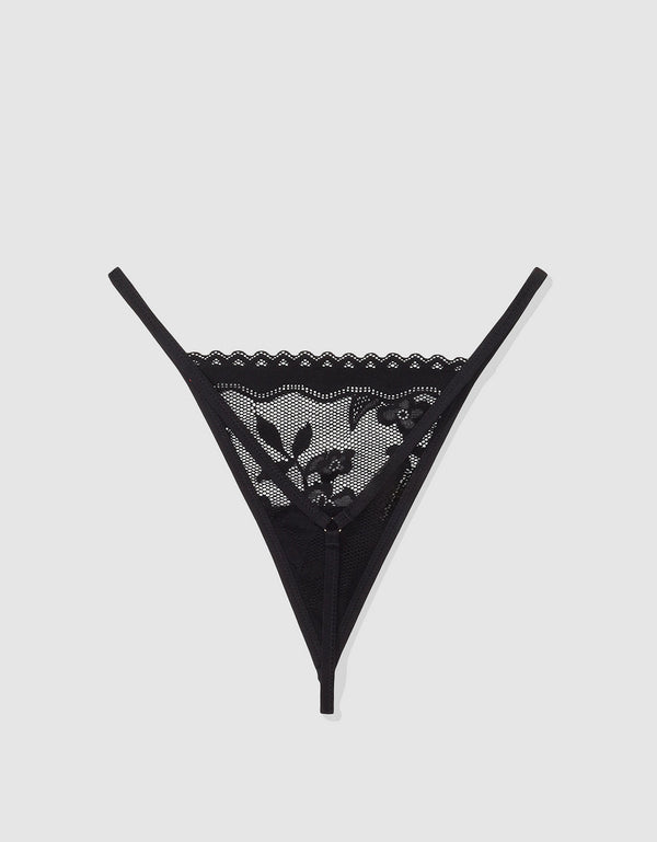 Presume tanga de encaje femenino - Negro