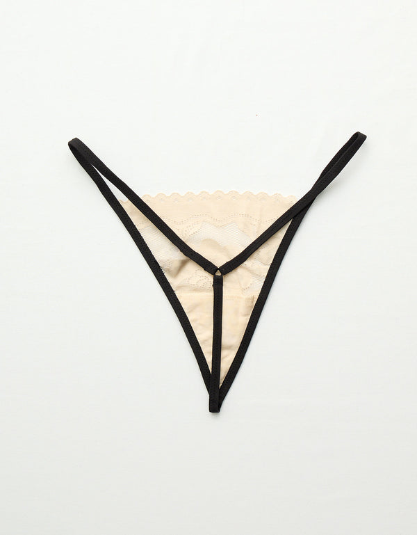 Presume tanga de encaje femenino - Beige