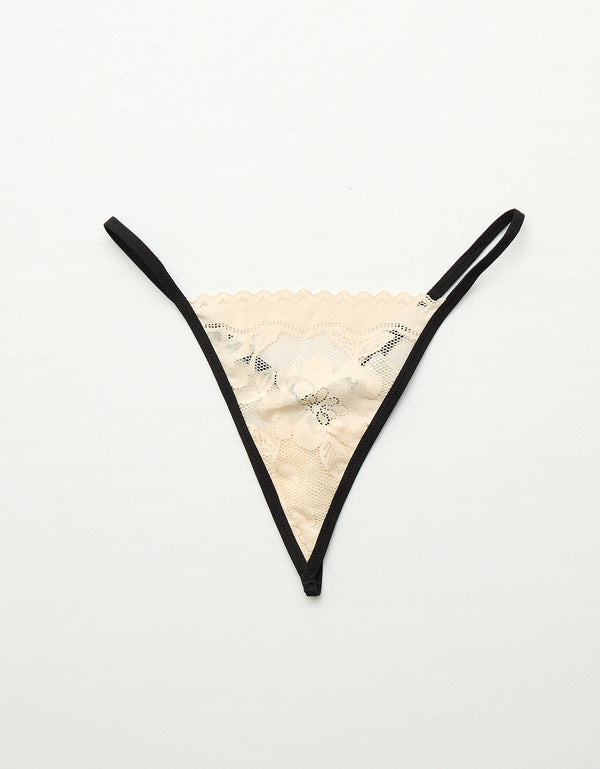 Presume tanga de encaje femenino - Beige