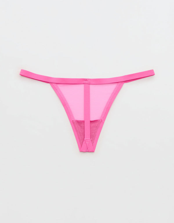 Smoothez Tanga de Rayas Transparentes - Rosa