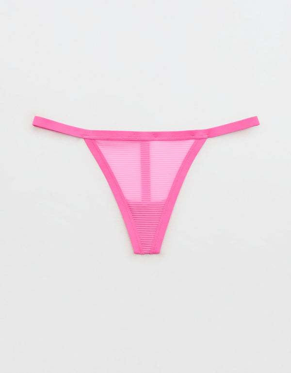 Smoothez Tanga de Rayas Transparentes - Rosa