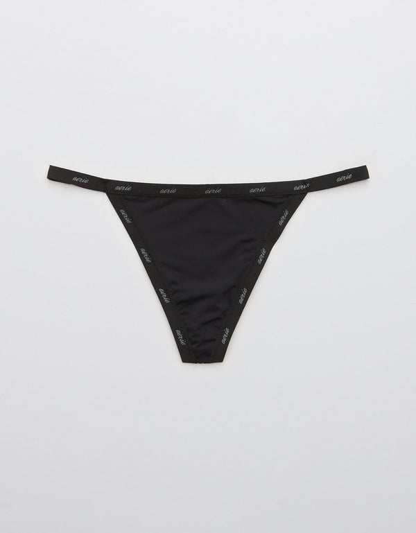 Undie Aerie Thong Smoothez en microfibra - Negro