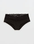 Undies Aerie en algodón con encaje deshilado - Negro 7442_6880_073_f