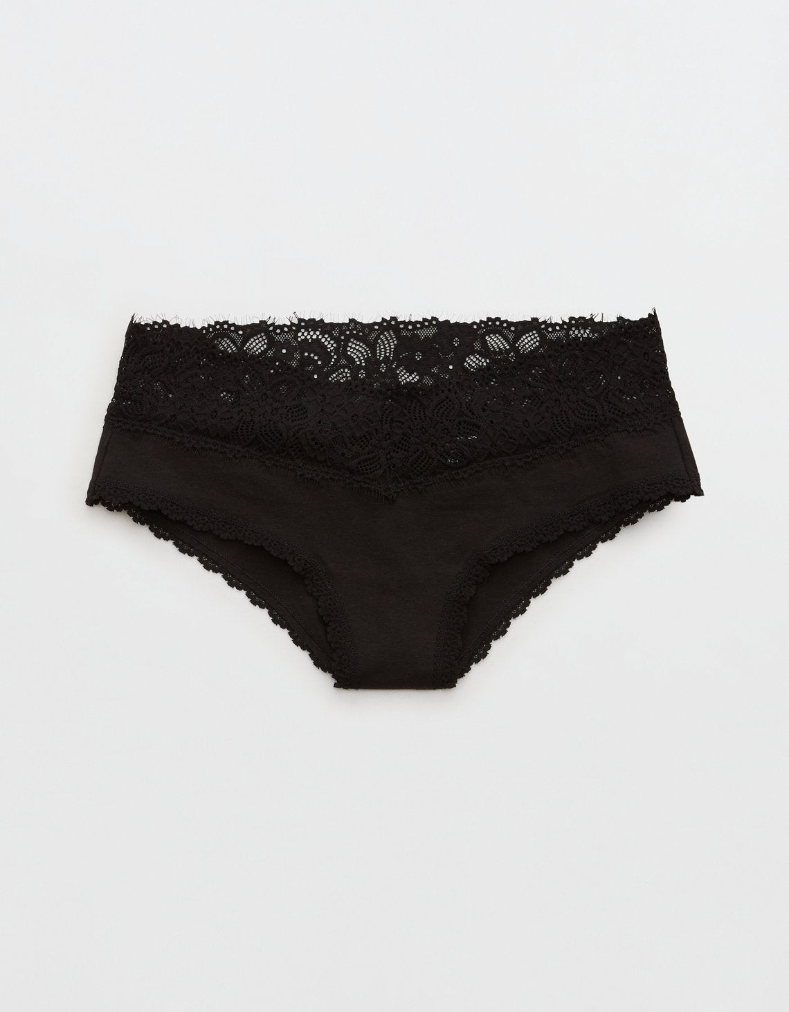 Undies Aerie en algodón con encaje deshilado - Negro 7442_6880_073_f
