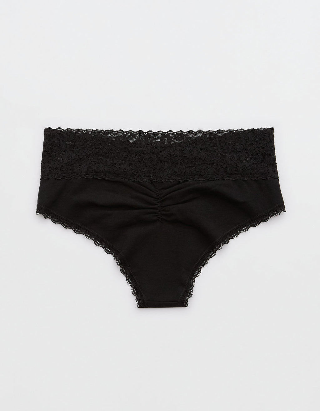 Panty Cheeky Algodón con Encaje Vintage Superchill de Aerie - Negro 7442_7089_073_b