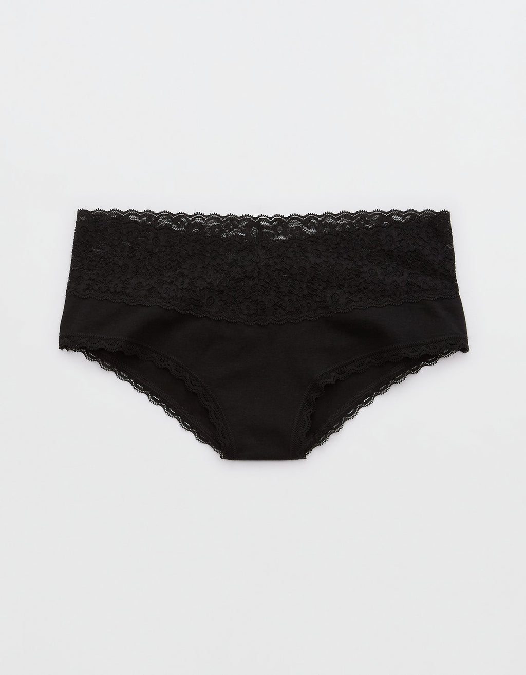 Panty Cheeky Algodón con Encaje Vintage Superchill de Aerie - Negro 7442_7089_073_f