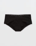 Panty Cheeky Algodón con Encaje Vintage Superchill de Aerie - Negro 7442_7089_073_f