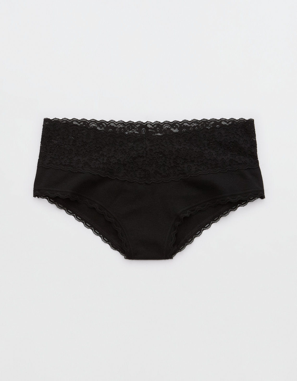 Panty Cheeky Algodón con Encaje Vintage Superchill de Aerie - Negro 7442_7089_073_f