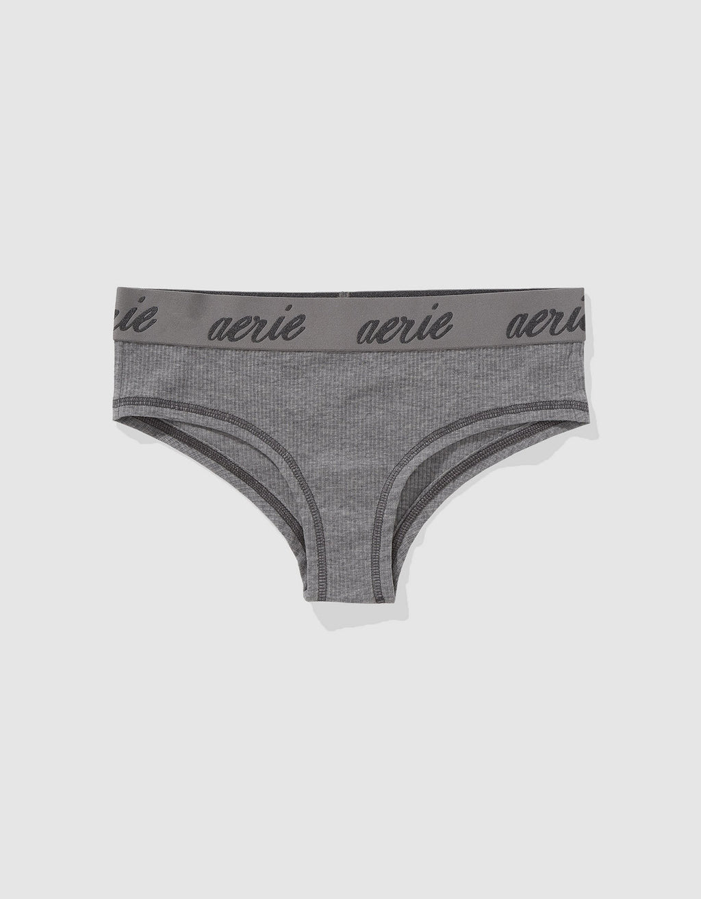 Panty Cheeky en Algodón Canalé con Logo Superchill de Aerie - Gris 7442_8211_030_f