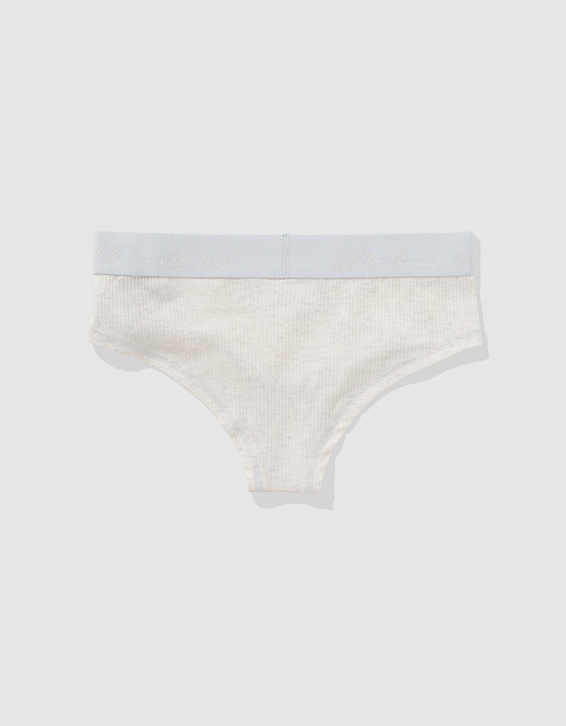 Panty Cheeky en Algodón Canalé con Logo Superchill de Aerie - Blanco 7442_8211_062_b