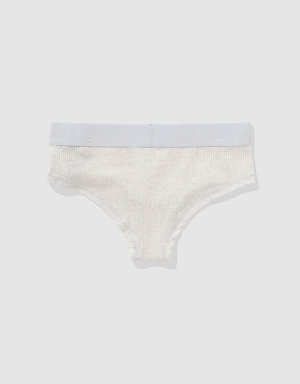 Panty Cheeky en Algodón Canalé con Logo Superchill de Aerie - Blanco