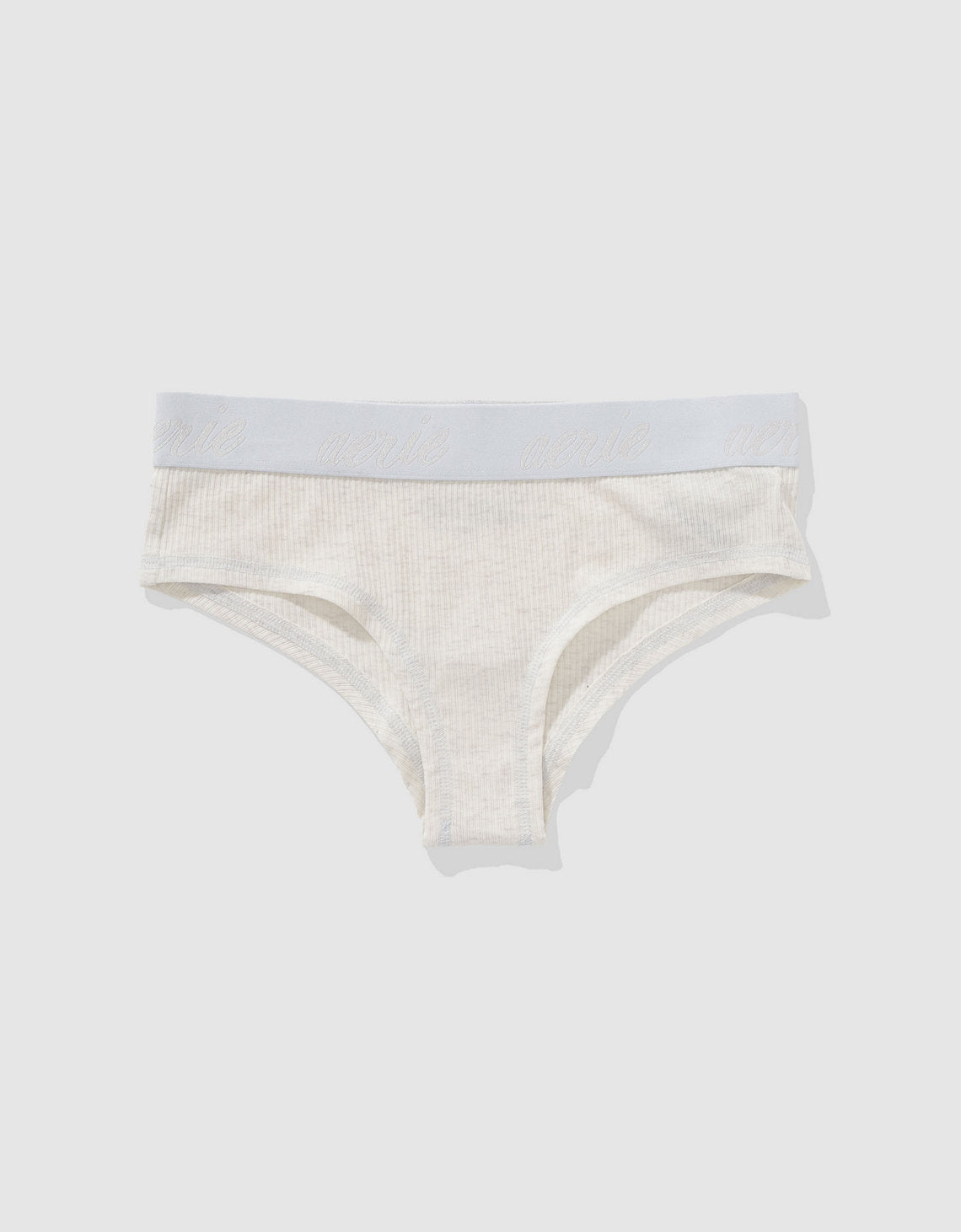 Panty Cheeky en Algodón Canalé con Logo Superchill de Aerie - Blanco 7442_8211_062_f